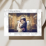 Modern White Marble Silver Glitter Thank You Card<br><div class="desc">Trendy and modern white faux marble with silver glitter frame thank you card. For more advanced customisation of this design,  Please click the "Customise further" link.  Matching items are also available.</div>