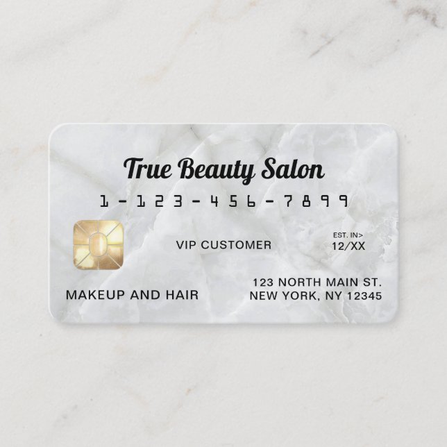 Modern White Marble Stone Credit Card (Front)
