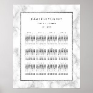 Modern White Marble Wedding Seating Chart