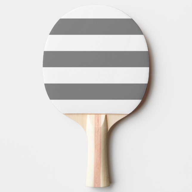 Modern White, Medium Grey Stripe Ping Pong Paddle (Front)