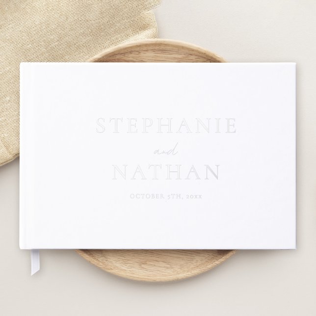 Modern White Minimalist Silver Foil Wedding Guest Book (Creator Uploaded)