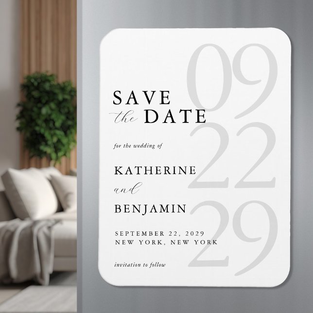 Modern White Minimalist Wedding Save the Date Magnet (Creator Uploaded)