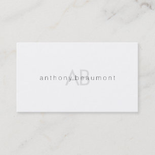 Modern White Minimalistic Monogram Business Card