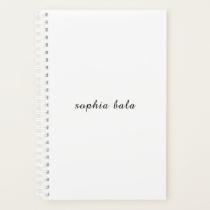 Modern White Monogram Minimalist Design Planner