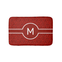 Modern White Monogram on Red Geometric