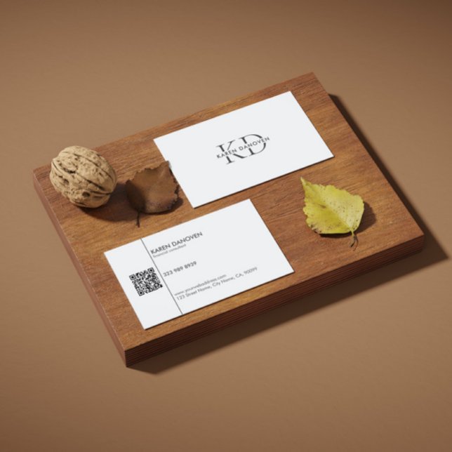 Modern White Monogram Professional  Business Card (Creator Uploaded)