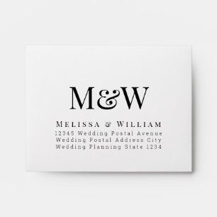 Modern White Monogram RSVP Addressed Envelope