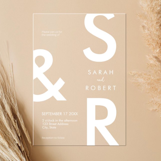 Modern White Monogram Wedding Acrylic Invitations (Creator Uploaded)