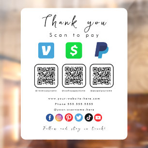 Modern White Multi QR Code Paypal Venmo Cash App