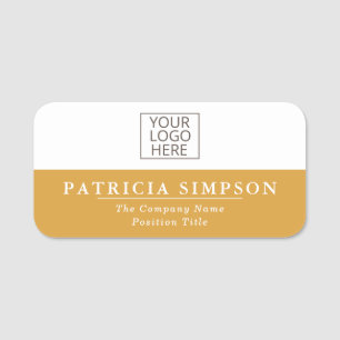 Modern White - Mustard Yellow: A Touch Of Elegance Name Tag