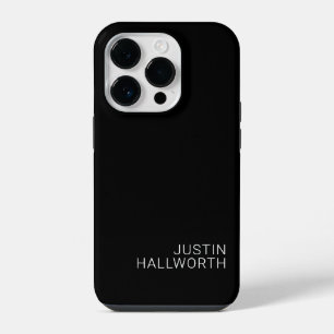 Modern White Name on Black iPhone 14 Pro Case