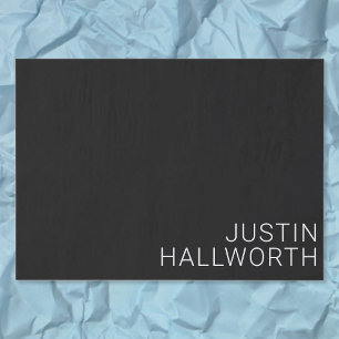Modern White Name on Black Tissue Paper