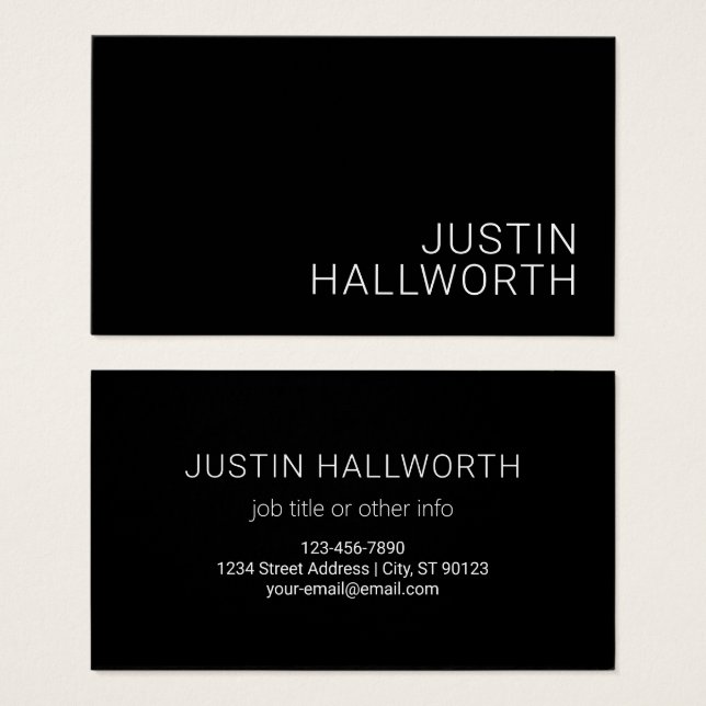 Modern White Name or other Text on Black (Front & Back)