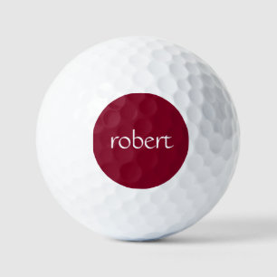 Modern White Name Trendy Burgundy Golf Balls