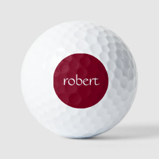 Modern White Name | Trendy Burgundy Golf Balls