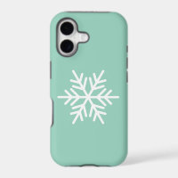 Modern White Nordic Snowflake On Light Green