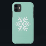 Modern White Nordic Snowflake On Light Green Case-Mate iPhone Case<br><div class="desc">This festive seasonal design features a single white Nordic snowflake centered on light  green background.</div>