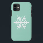 Modern White Nordic Snowflake On Light Green Case-Mate iPhone Case<br><div class="desc">This festive seasonal design features a single white Nordic snowflake centered on light  green background.</div>