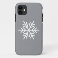 Modern White Nordic Snowflake On Winter Gray