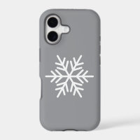 Modern White Nordic Snowflake On Winter Grey