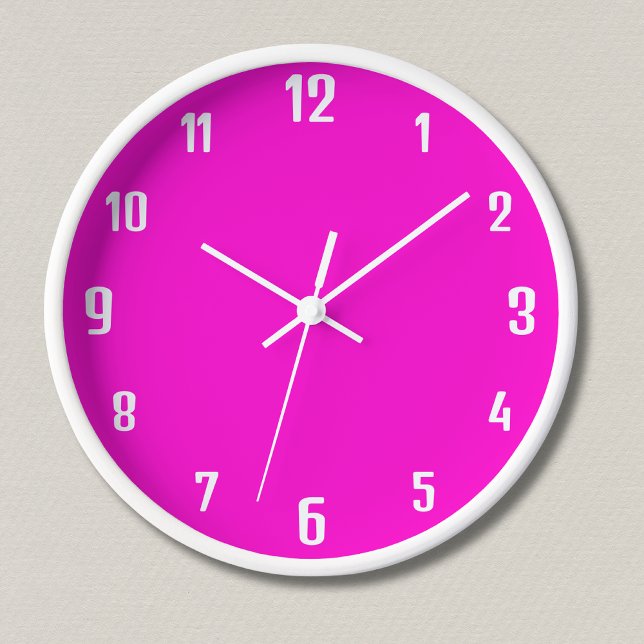 Modern White Numbers | Classic Neon Fuchsia Clock (Creator Uploaded)