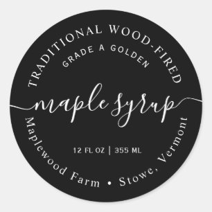 Modern White on Black Maple Syrup Label