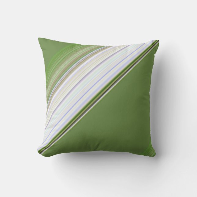 Modern White on Green Stripe Cushion (Front)