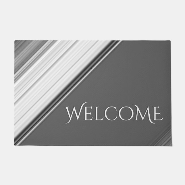 Modern White on Grey Monogram Doormat (Front)