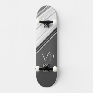 Modern White on Grey Personal Skateboard
