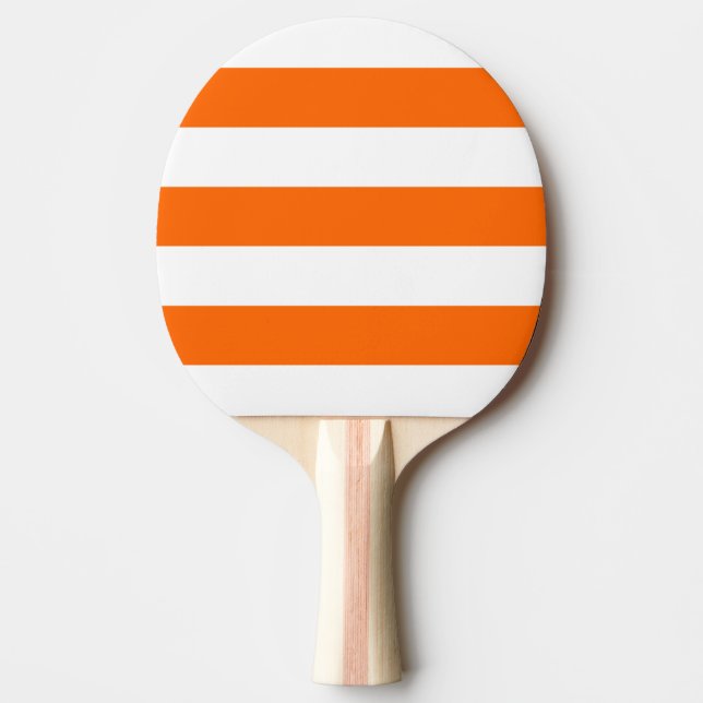 Modern White, Orange Stripe Ping Pong Paddle (Front)