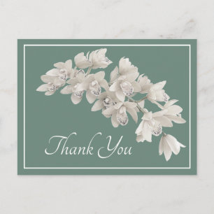 Modern White Orchid Elegant Botanical Thank You Postcard