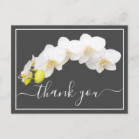 Modern White Orchid Elegant Botanical Thank You