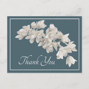 Modern White Orchid Elegant Botanical Thank You Postcard
