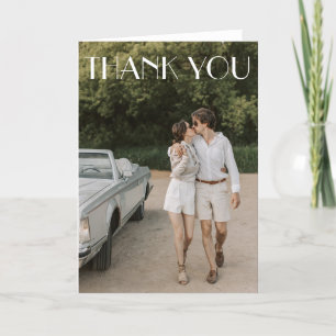 Modern White Overlay Art Deco Photo Wedding Folded Thank You Card