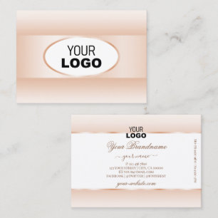 Modern White Pastel Pink Ombre Oval Frame and Logo Business Card