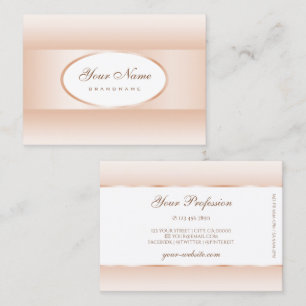 Modern White Pastel Pink Ombre Oval Frame Elegant Business Card