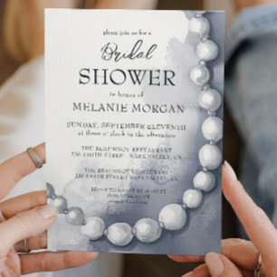 Modern White Pearls Bridal Shower Invitation