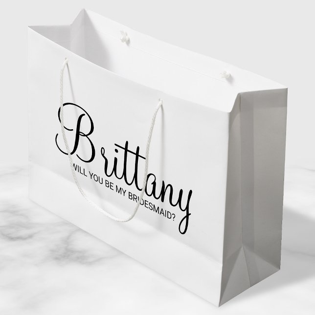 Modern White Personalised Bridesmaid Proposal Large Gift Bag (Creator Uploaded)