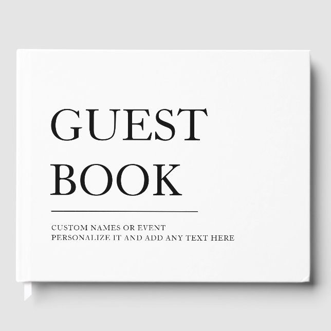 Modern White Personalised Wedding Guest Book (Front)