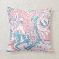 Modern White Pink Blue Glitter Marble