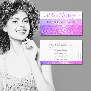 Modern White Pink Purple Sparkle Glitter Shimmery Business Card