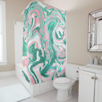 Modern White Pink Teal Green Glitter Marble