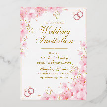 Modern White & Pink Wedding Announcement