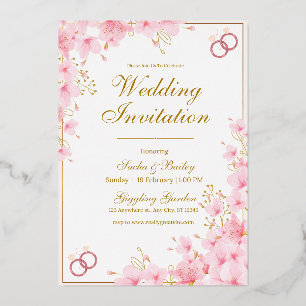 Modern White & Pink Wedding Announcement