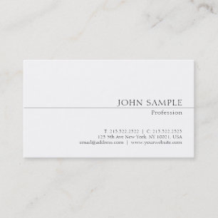 Modern White Professional Chic Minimalist Plain Business Card