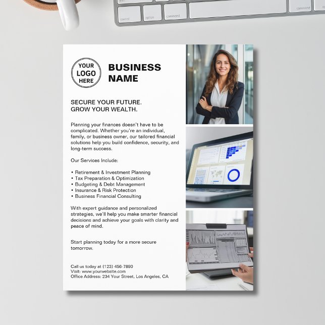 Modern White Professional Financial Services Flyer (Modern White Professional Financial Services Flyer)