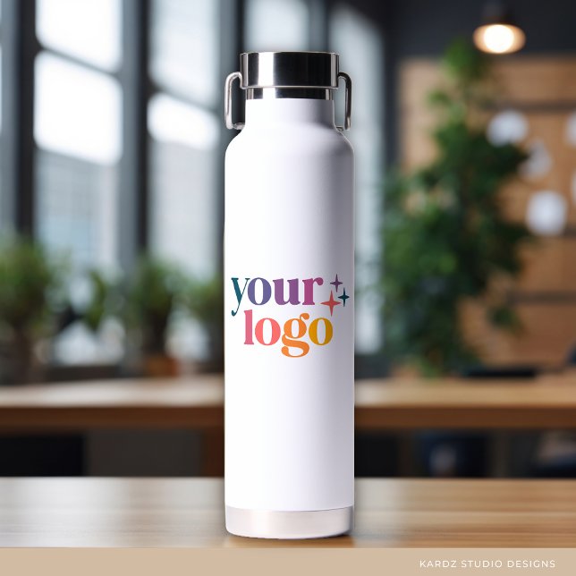 Modern White Promotional Company Custom Logo Water Bottle (Creator Uploaded)