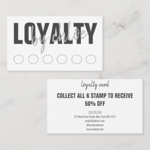 Modern White Punch Script Loyalty Card