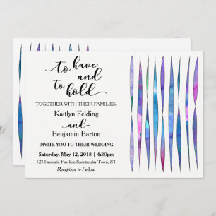 Modern White Purple, Pink, Blue Watercolor Wedding Invitation
