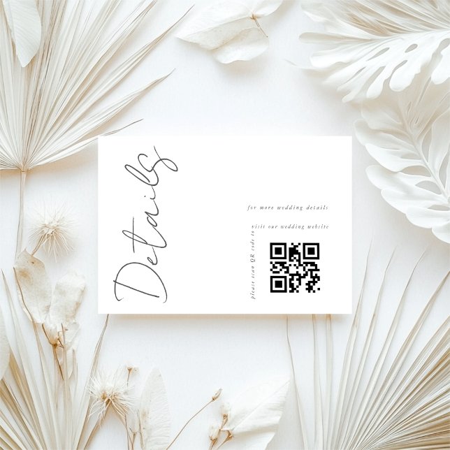 Modern White QR code Wedding Details  Enclosure Card (Creator Uploaded)